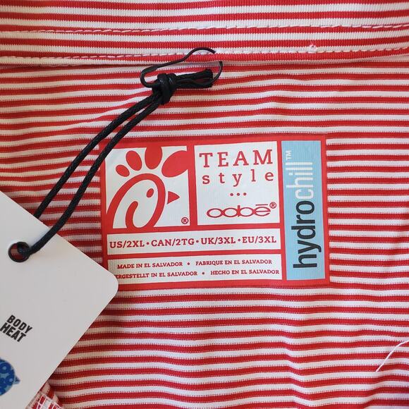 Chick-fil-A Polo Shirt Mens 2XL Red White Stripe OOBE Team Style HydroChill - Picture 3 of 8